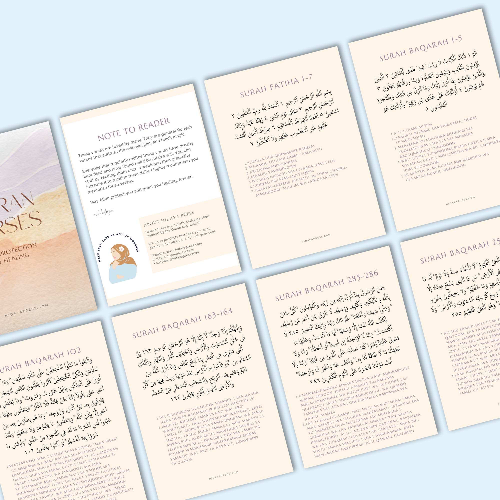 Digital mockup of Quran Verses for healing and protection