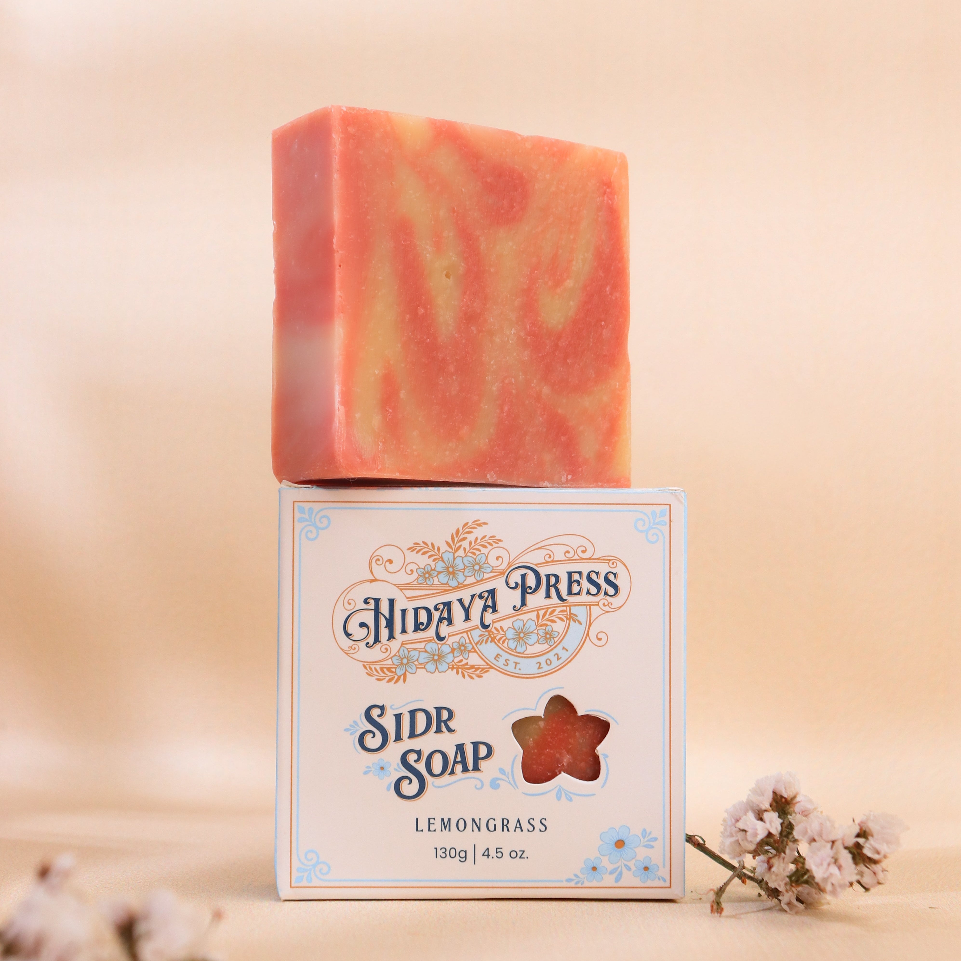 Bar of Sidr Soap with packaging on a soft beige background